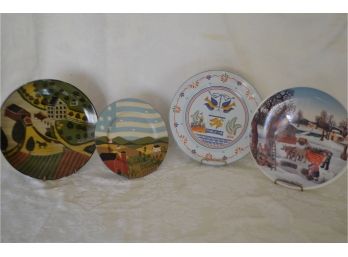 (#86) Folk Art Wall Decorative Plates (4)