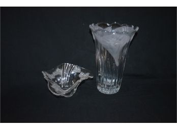 (#31) Glass Vase And Bowl
