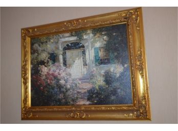 (#65A) Gold Framed Picture 'Doorway And Gardens By Abbott F. Graves