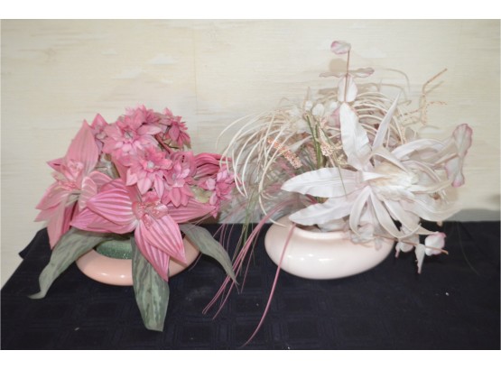 (#99) Pair Of Ceramic Faux Flower Arrangements (2)
