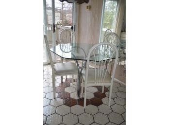 Kitchen Table Glass Top With Chrome Base And 4 Chairs
