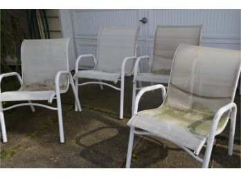 Light Aluminum Chairs - Needs Cleaning - Metal Chipping - Seat Good