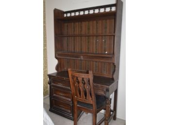 Walnut Desk And Hutch With Chair