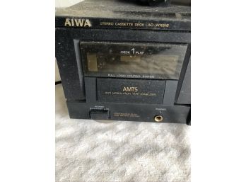 (#331) AIWA Dual High Speed Cassette Player W 3 Small Bedside Alarm Clocks