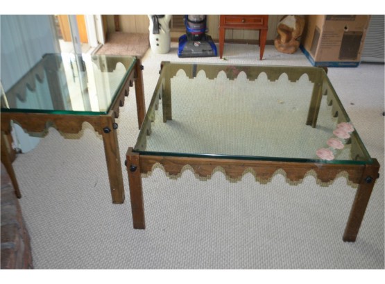 Moroccan Style Wood Coffee Table And End Table (glass On Coffee Table Cracked) - Details For Measurements