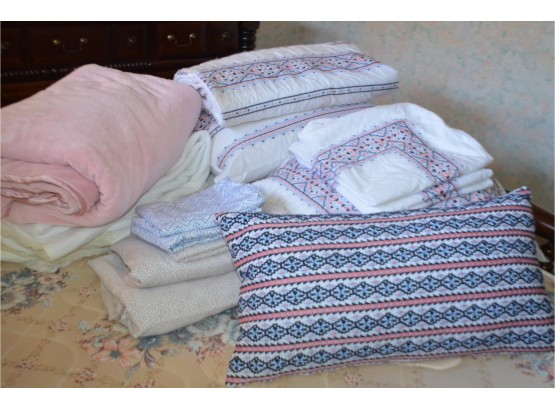 (#129) Sky Queen Bedding (5 Shams, 2 Decorative Pillows, Duet Cover, Sheets, Mattress Pad, Blanket)