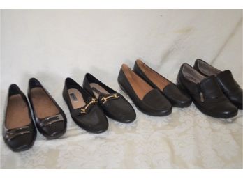 (#265) Black Low Women Shoes (4 Pairs) Size 9 Clarks, Naturalizer