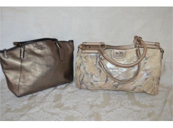 (#203) Coach Bags (2) Leopard And Bronze