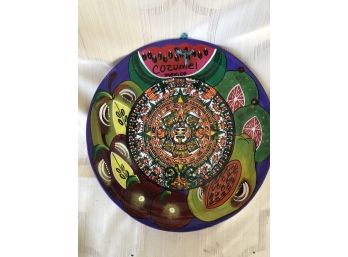 (#320) Terracotta Decorative Plate Cozumel Mexico 11 1/2' (round)