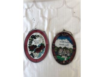 (#309)  2- Stained Glass Decorative Window Hangings
