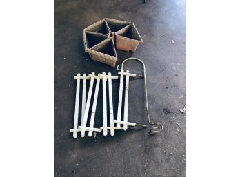 (#383) Triangles Planter( Edges Are Cracked) /shepard Hook/ Edge Fence