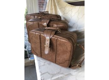 (#358) 3-  Piece Luggage Set By Regency With Wheels Some Small Tear  & Damage Check Photo's