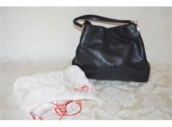 (#205) Coach Leather Handbag Zippered, Multi Compartments