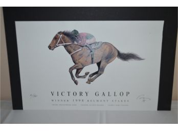 Victory Gallop Signed Winner 1998 Belmont Stakes Horse Poster 2/500