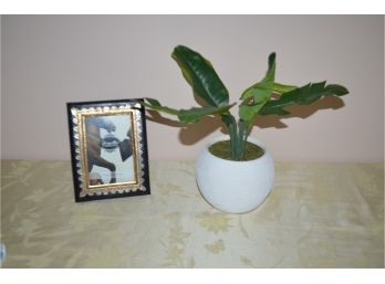 Faux Plant Ceramic Planter And Picture Frame 4x6
