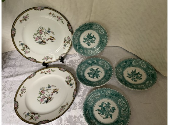 2 Pheasant Noritake Plates & 4 Spode “Camilla” Copeland English Cup Saucers