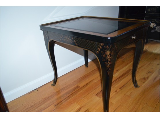 Drexel End Table With Smoke Glass Insert