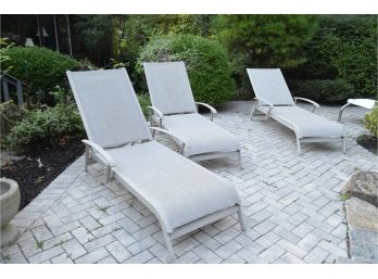 3 Cast Aluminum Lounge Chairs (arms Fold Down)