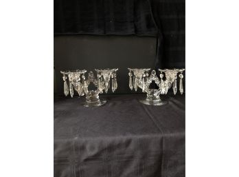 Vintage Glass Candelabra With Removable  Bobeches