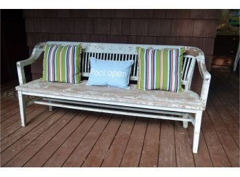 Vintage Wood Bench With Pillows