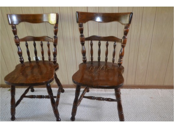 (#57) Vintage Wood Country Kitchen Chairs (2)
