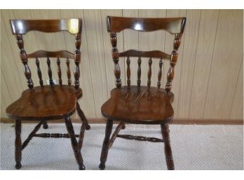 (#57) Vintage Wood Country Kitchen Chairs (2)