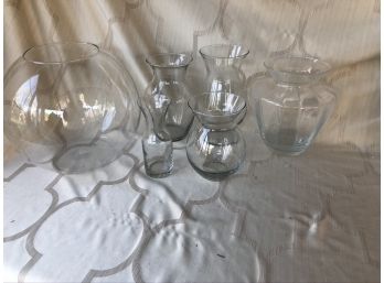 (#360)  Collection Of Glass Vases Ranging  7'- 11' (tall)