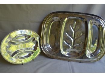 (#93) Silver-plate Serving Trays 18x14 And 11.5x9