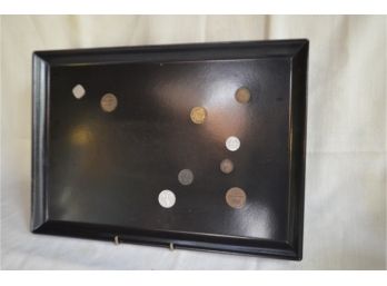 (#30) Vintage Mid Century Couroc Plastic Serving Tray Inlaid Coins