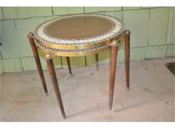 (#12) Vintage Stackable End Tables Formica Top Round Tables 18'Round 17'H