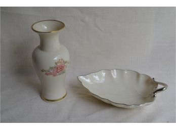 (#80) Lenox Vase 6.5' And Lenox Silver Trim Trinket Dish