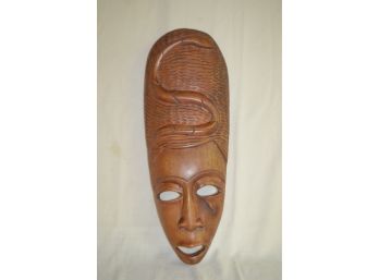 (#54) Carved Wooden Tribal Face Mask Wall Art Hanging Folk Art 24'Hx9'W