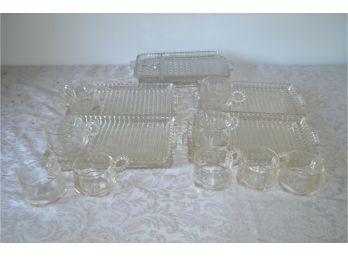 (#205) Glass Lunch Plate With Mugs (11 Pcs)
