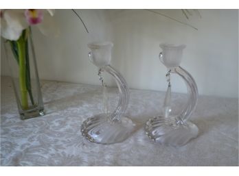 (#95) Pair Of Art Deco Candle Stick Holders 7'H