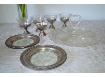 (#207) Silver Plate / Glass, Relish Dishes