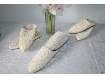 (#10) Moroccan Leather Slippers (3 Pairs) Never Worn