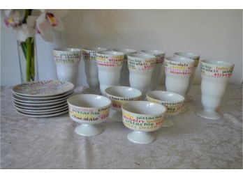 (#206) Dessert Plates Ice Cream Mugs, Bowls