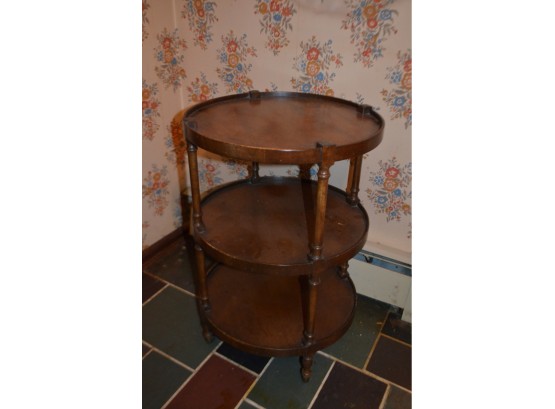 2 Tier Cherry Wood Round Side Accent Table On Wheels Brandt Hagerstown
