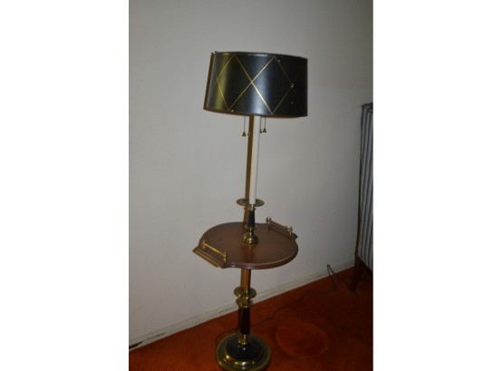 Vintage Mid Century Table Top Floor Lamp Brass Paper Shade