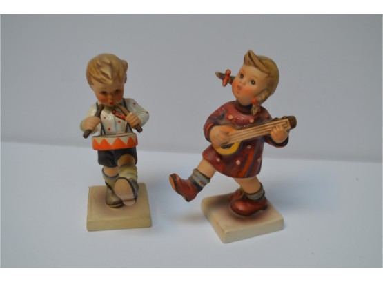 (#57) Vintage Goebel Hummel 4.5' W. Germany 'Little Drummer' Boy  #240 AND 'happiness' Girl W/ Banjo #86