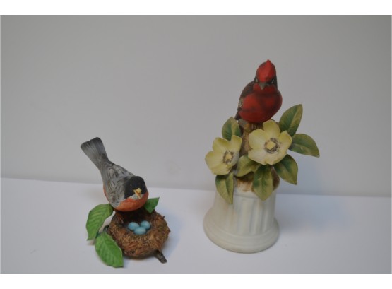 (#48) Andrea By Sadek Red Bird Porcelain Figurine, Lenox American Robin 1989 Figurine
