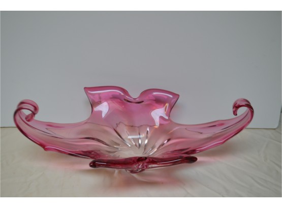 (#37) Red Centerpiece Glass Bowl