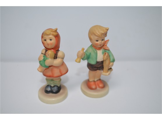 (#62) Vintage Goebel Hummel W. Germany- Girl With Doll #239, Boy With Rocking Horse #239