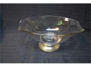 (#9) Glass Bowl Silver-plate Base 11.5'W