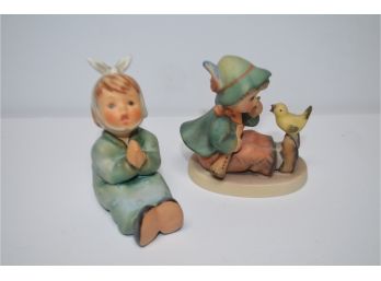 (#64) Vintage Goebel Hummel W. Germany- 'ooh My Tooth' #533 1988 AND  'boy Singing Lesson To Bird ' #63