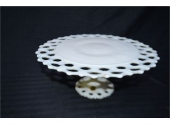 (#21) Milk Glass Cake Pedestal Plate