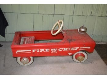 Vintage Fire Chief Metal Pedal Toy Car With Bell - Excellent Original Finish