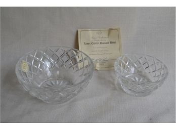 (#81) Lenox  Full Lead Crystal Diamond Bowl And Smaller Bowl (2) With Certificate Of Authentication (1)