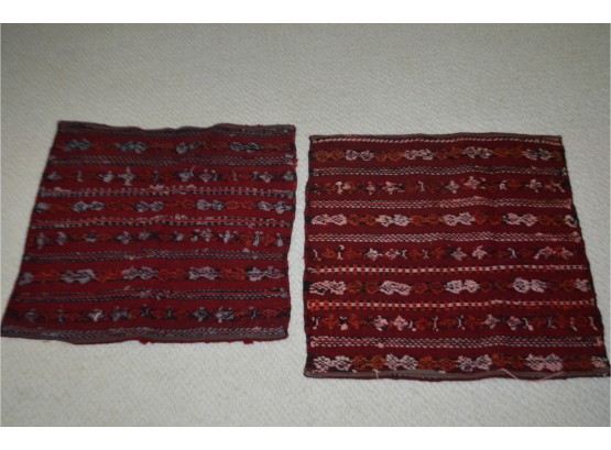 (#69) Moroccan 20' (2) Handmade Wool Pillow Case Covers Reversible Patterns From Morocco