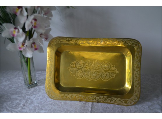 (#20) Morocco Etched Brass Tray 17x11.5
